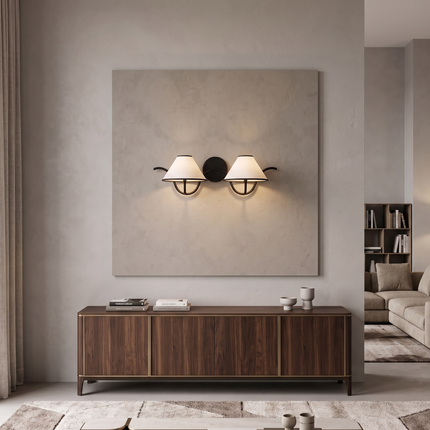 Wall Light Black Trim Twin Shade Sconce, High End Modern Wall Fixture, Scandinavian Designer Interior Lighting