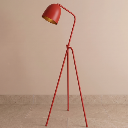 Floor Tripod Lamp Red Metal Standing Light, Modern Floor Lamp for Living Room, Bedroom, Reading Office, Contemporary Tripod Lighting Decor