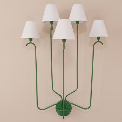 Wall Sconce Modern Green Multi Arm – Wall Lamp with White Fabric Shades | Wall Lighting Fixture for Bedroom Living Room Hallway Decor design