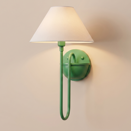 Wall Sconce with Emerald Green Fabric Shade, Contemporary Accent Wall Light Modern Bedroom Reading Lamp Designer Hallway Decoration Lighting