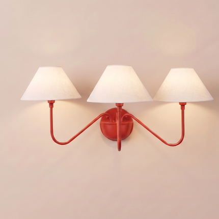 Wall Light – Artistic Red Triple Cone Shade Wall Sconce Contemporary Luxury Designer Lighting Fixture Modern Interiors Lighting LivingRoom
