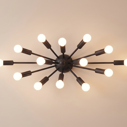 Matte Black 14 Light Wall Lamp, Modern Multi Arm Wall Sconce, Industrial Indoor Lighting Fixture, Contemporary Bedroom Living Room Light