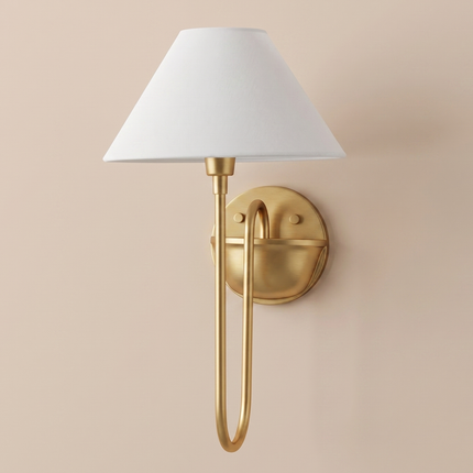 Wall Sconce Brass Fabric Shade, Luxury Bedside Wall Lamp, Modern Classic Wall Lighting, Elegant Hotel Sconce, Designer Hallway Light Fixture