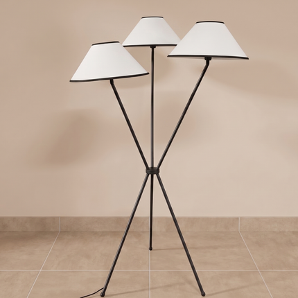 Floor Lamp Modern 3 Light Black Metal Standing Lamp Shade, Floor Lighting for Living Room Bedroom Office, Minimalist Scandinavian Home Decor