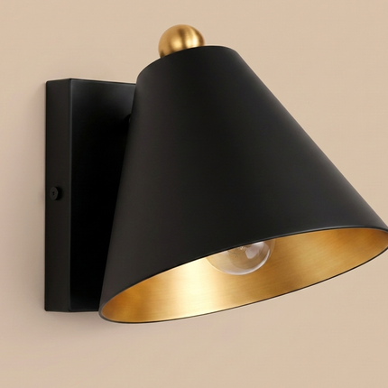 Matte Black Wall Lamp Modern Cone Wall Sconce, Luxury Nordic Bedroom Bedside Lamp, Mid Century Industrial Home Lighting Fixture Lamp Design