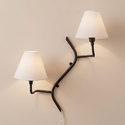 Wall Light Matte Black Branch Arm Sconce, Minimalist Nordic Double Wall Fixture, Modern Designer Interior Accent Lighting design lamp