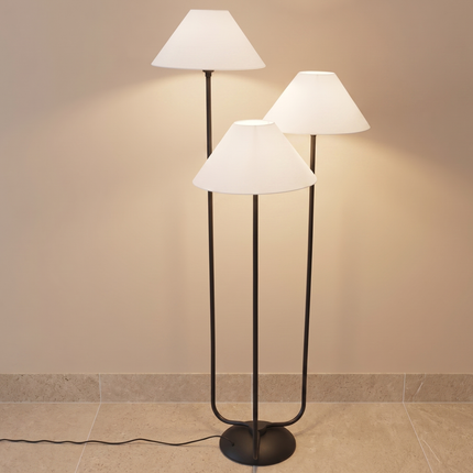 Floor Lamp Modern Triple Light Standing Lamp Matte Black Metal Floor Light Modern Matte Black Metal Standing Light Room Contemporary Light