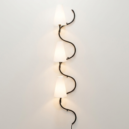 Wall Light – Luxury Matte Black Wall Sconce, Modern Vertical Lighting with Elegant White Cone Shades for Living Room, Staircase, Hallway