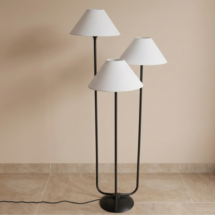 Floor Lamp Modern Triple Light Standing Lamp Matte Black Metal Floor Light Modern Matte Black Metal Standing Light Room Contemporary Light