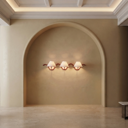 Wall Light – Contemporary Red Curved Triple Arm Wall Sconce, Artistic Modern Lighting Fixture for Luxury Interior for Bedroom, Living Room