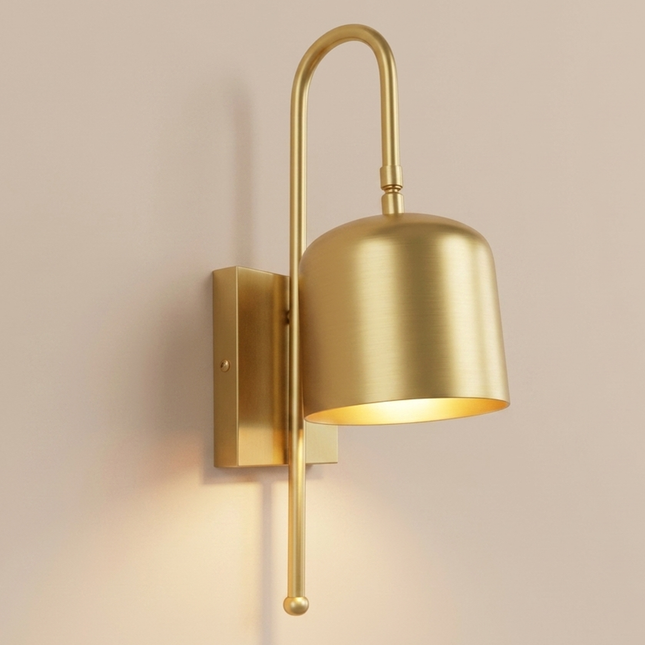 Brass Wall Sconce, Glam Wall Light, Gold Cylinder Shade Sconce, Luxury Wall Lamp, Bedroom Lighting, Hallway Accent Light, Brass Fixture.
