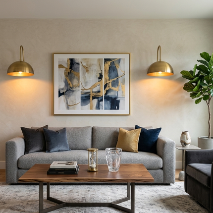 Antique Brass Dome Wall Sconce, Modern Brass Wall Light, Mid Century Bedroom Lamp, Curved Arm Sconce, Metal Shade Lighting, Reading Light