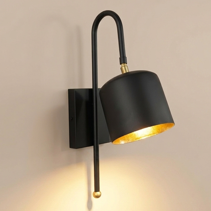 Wall Sconce Matte Black with Gold Interior Shade Modern Luxe Wall Light, Contemporary Cylinder Sconce, Bedroom Lighting, Hallway Accent Lamp