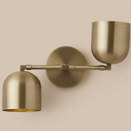 Antique Brass Wall Sconce, Modern 2 Light Wall Lamp, Mid Century Lighting Fixture, Bedroom Sconce, Living Room, Dining Room, Vanity Light