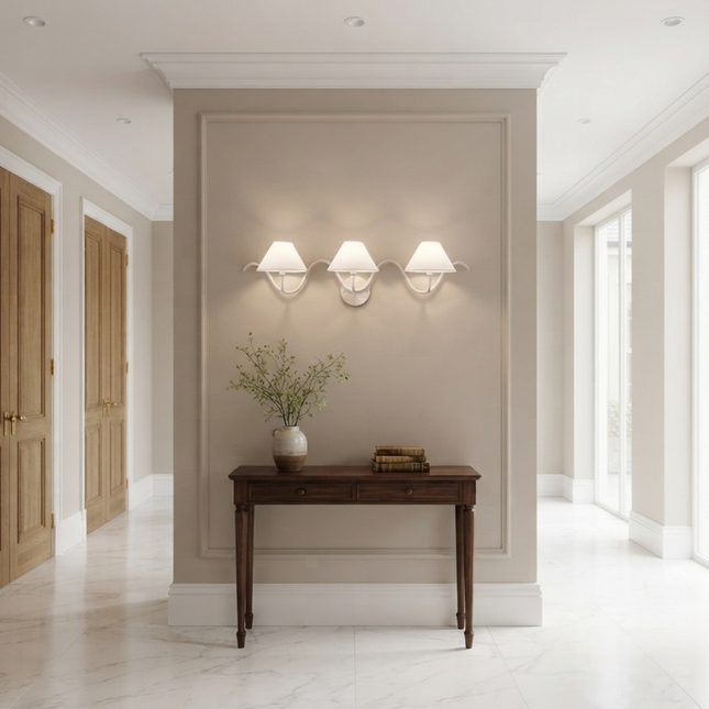 White 3 Light Wall Sconce, Modern Triple Wall Lamp, Contemporary Bedroom Lighting, Minimalist Wall Light Fixture, Living Room Décor Home