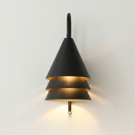 Modern Matte Black Cone Wall Sconce, Minimal Wall Lamp, Luxury Geometric Lighting Fixture for Living Room, Bedroom & Hallway Decor