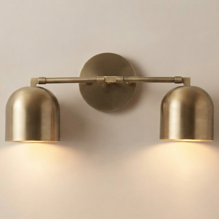 Antique Brass Wall Sconce, Modern 2 Light Wall Lamp, Mid Century Lighting Fixture, Bedroom Sconce, Living Room, Dining Room, Vanity Light
