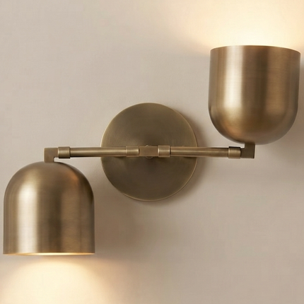 Antique Brass Wall Sconce, Modern 2 Light Wall Lamp, Mid Century Lighting Fixture, Bedroom Sconce, Living Room, Dining Room, Vanity Light