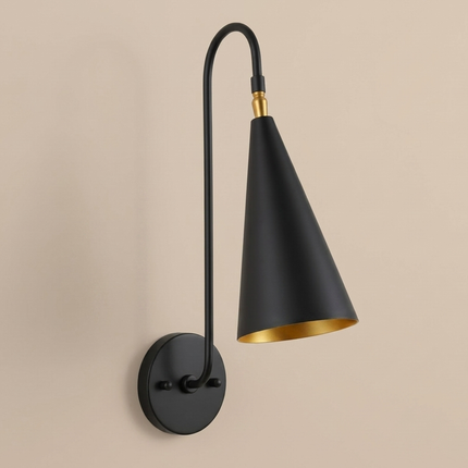 Wall Sconce Modern Matte Black Cone Shade Wall Lamp Mid Century Modern Light Fixture Designer Matte Black Sconce Contemporary Wall Fixture