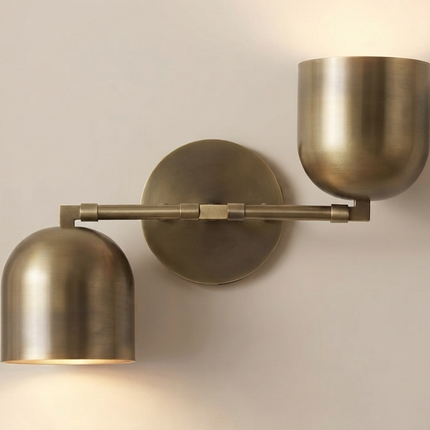 Antique Brass Wall Sconce, Modern 2 Light Wall Lamp, Mid Century Lighting Fixture, Bedroom Sconce, Living Room, Dining Room, Vanity Light