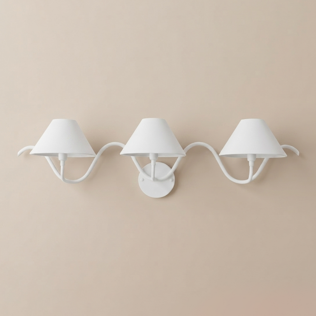 White 3 Light Wall Sconce, Modern Triple Wall Lamp, Contemporary Bedroom Lighting, Minimalist Wall Light Fixture, Living Room Décor Home