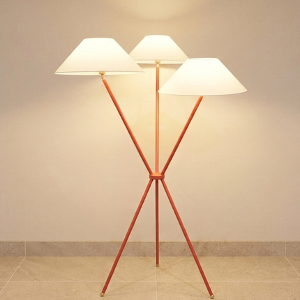 Floor Lamp Modern 3 Shade Red Metal Standing Light, Contemporary Floor Lighting for Living Room, Bedroom, Office, Artistic Statement Decor
