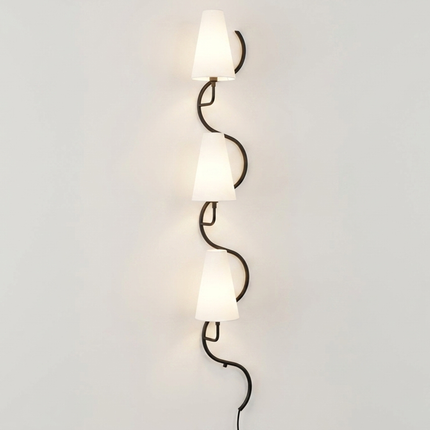 Wall Light – Luxury Matte Black Wall Sconce, Modern Vertical Lighting with Elegant White Cone Shades for Living Room, Staircase, Hallway