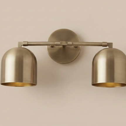 Antique Brass Wall Sconce, Modern 2 Light Wall Lamp, Mid Century Lighting Fixture, Bedroom Sconce, Living Room, Dining Room, Vanity Light