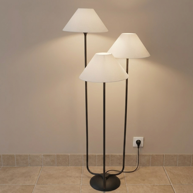 Floor Lamp Modern Triple Light Standing Lamp Matte Black Metal Floor Light Modern Matte Black Metal Standing Light Room Contemporary Light