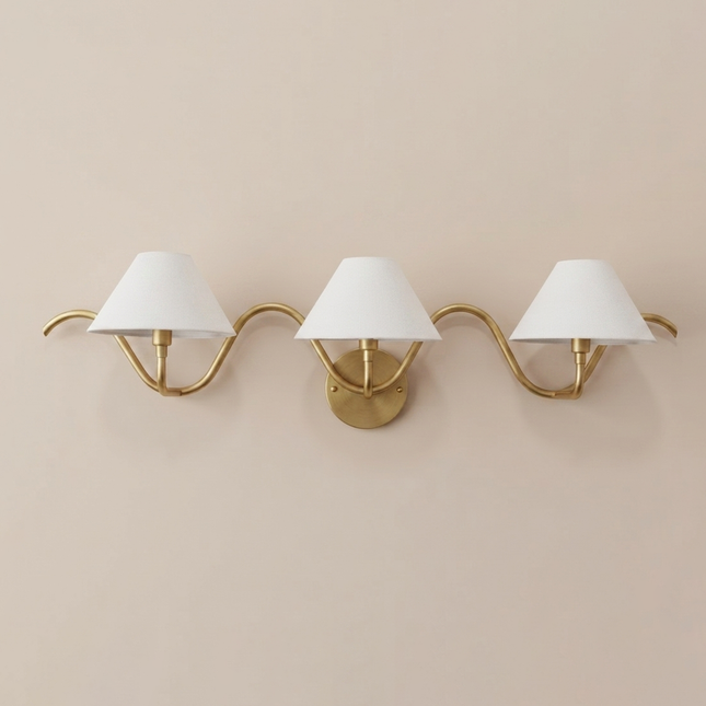 Wall Light – Antique brass Triple Lamp Wall Sconce Elegant Scandinavian Wave Design Luxury Fixture for Hallway & Bedroom Bedroom Living Room