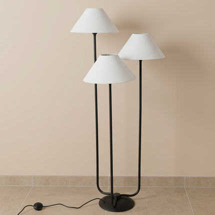 Floor Lamp Modern Triple Light Standing Lamp Matte Black Metal Floor Light Modern Matte Black Metal Standing Light Room Contemporary Light