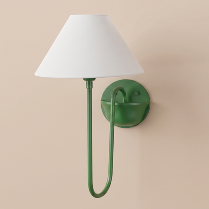 Wall Sconce with Emerald Green Fabric Shade, Contemporary Accent Wall Light Modern Bedroom Reading Lamp Designer Hallway Decoration Lighting