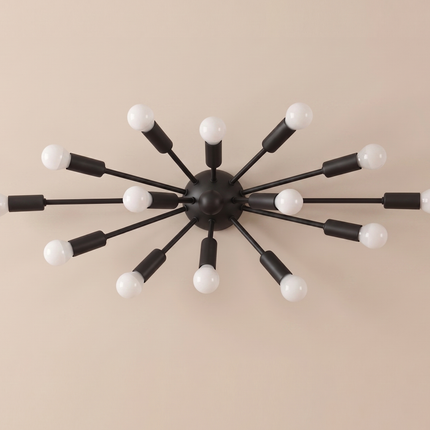 Matte Black 14 Light Wall Lamp, Modern Multi Arm Wall Sconce, Industrial Indoor Lighting Fixture, Contemporary Bedroom Living Room Light