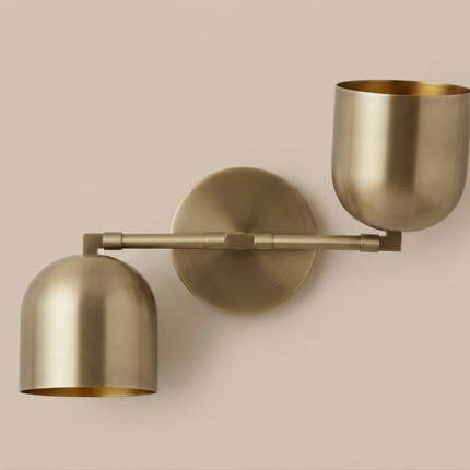 Antique Brass Wall Sconce, Modern 2 Light Wall Lamp, Mid Century Lighting Fixture, Bedroom Sconce, Living Room, Dining Room, Vanity Light