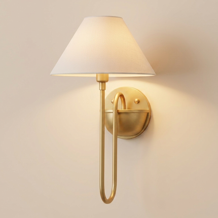 Wall Sconce Brass Fabric Shade, Luxury Bedside Wall Lamp, Modern Classic Wall Lighting, Elegant Hotel Sconce, Designer Hallway Light Fixture