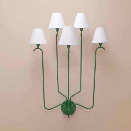 Wall Sconce Modern Green Multi Arm – Wall Lamp with White Fabric Shades | Wall Lighting Fixture for Bedroom Living Room Hallway Decor design
