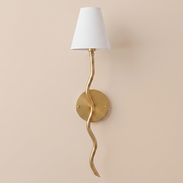 Modern Gold Wall Lamp Light Brushed Gold Brass Wavy Wall Sconce, Luxury Nordic Bedroom Bedside Lamp, Artistic Scandinavian Lighting Fixture