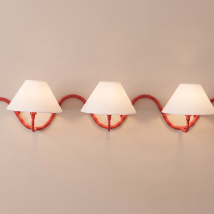 Wall Light – Contemporary Red Curved Triple Arm Wall Sconce, Artistic Modern Lighting Fixture for Luxury Interior for Bedroom, Living Room