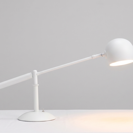 Table Lamp – Scandinavian White Adjustable Table Lamp with Modern Dome Shade | Minimal Contemporary Desk and Bedside Lighting