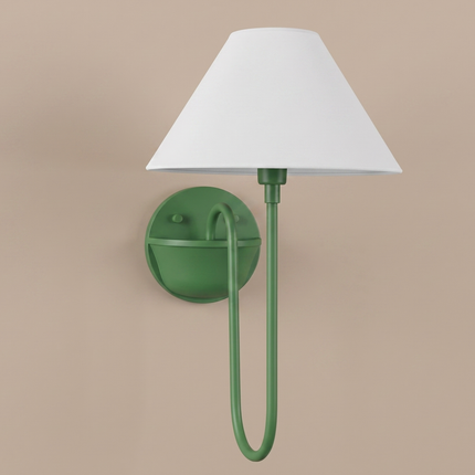 Wall Sconce with Emerald Green Fabric Shade, Contemporary Accent Wall Light Modern Bedroom Reading Lamp Designer Hallway Decoration Lighting