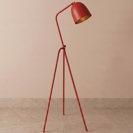 Floor Tripod Lamp Red Metal Standing Light, Modern Floor Lamp for Living Room, Bedroom, Reading Office, Contemporary Tripod Lighting Decor