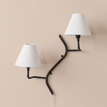 Wall Light Matte Black Branch Arm Sconce, Minimalist Nordic Double Wall Fixture, Modern Designer Interior Accent Lighting design lamp