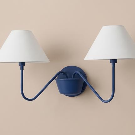 Wall Light Deep Blue Modern Double Shade Sconce, Minimalist Nordic Designer Wall Fixture for Luxury Bedroom & Contemporary Home Interiors