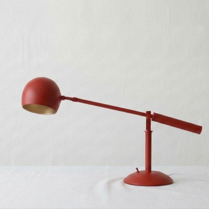 Table Lamp – Modern Red Adjustable Arm Desk Lamp with Dome Metal Shade | Contemporary Industrial Task Lighting for Office and Study Room