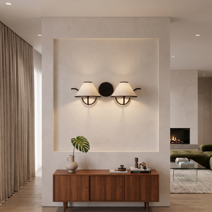 Wall Light Black Trim Twin Shade Sconce, High End Modern Wall Fixture, Scandinavian Designer Interior Lighting