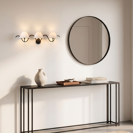 Wall Light – Modern Matte Black Triple Shade Wave Wall Sconce, Luxury Contemporary Bedroom & Living Room Designer Lighting Fixture