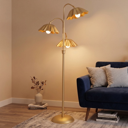Floor Lamp 3-Light Flower Modern Floral Standing Lamp for Living Room, Bedroom Scandinavian Vintage Style, Metal Floor Lighting Home decor
