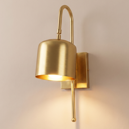 Brass Wall Sconce, Glam Wall Light, Gold Cylinder Shade Sconce, Luxury Wall Lamp, Bedroom Lighting, Hallway Accent Light, Brass Fixture.