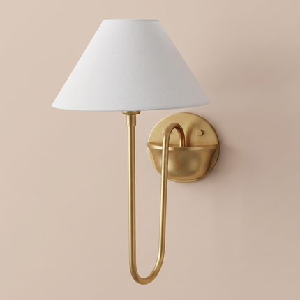 Wall Sconce Brass Fabric Shade, Luxury Bedside Wall Lamp, Modern Classic Wall Lighting, Elegant Hotel Sconce, Designer Hallway Light Fixture