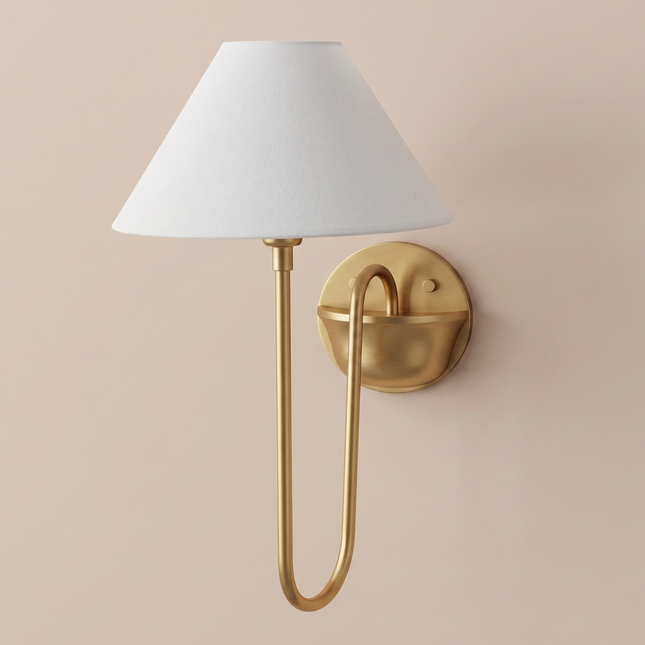 Wall Sconce Brass Fabric Shade, Luxury Bedside Wall Lamp, Modern Classic Wall Lighting, Elegant Hotel Sconce, Designer Hallway Light Fixture